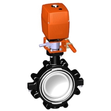 電動塑料閥門 +GF+電動蝶閥 141型凸耳式蝶閥，100-230V