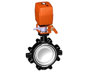 電動塑料閥門 +GF+電動蝶閥 141型凸耳式蝶閥，100-230V